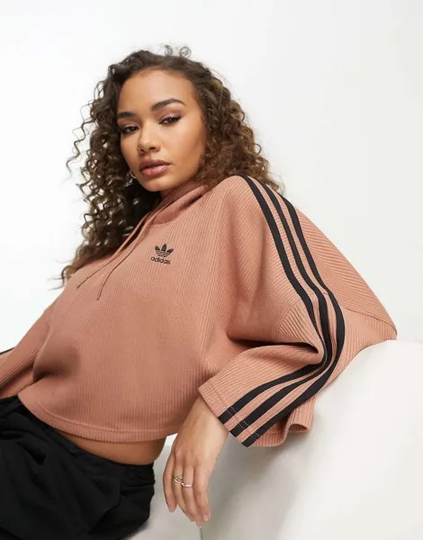 Оранжевое укороченное худи adidas Originals Adicolor