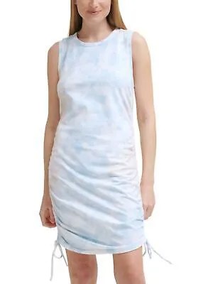 CALVIN KLEIN JEANS Женское голубое платье-футляр без рукавов с завязками по бокам, S