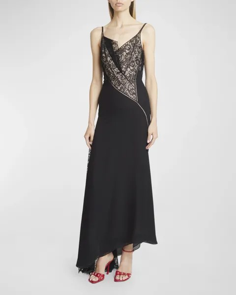 Асимметричное платье с капюшоном и кружевной отделкой Givenchy, цвет Black