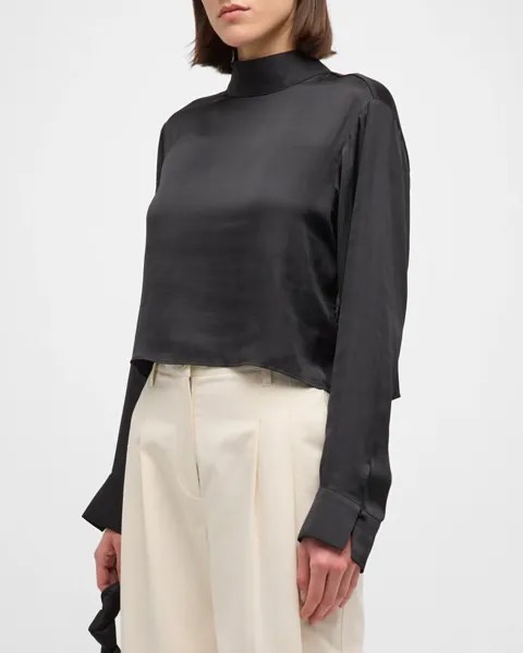 Блузка The Leau с воротником-стойкой из коллаборации с Sofia Richie Grainge Solid and Striped, цвет Noir
