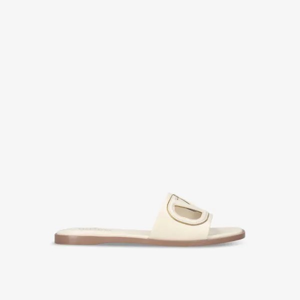 Кожаные шлепанцы vlogo с вырезами Valentino Garavani, цвет winter wht