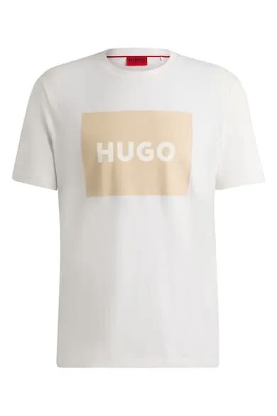 Хлопковая футболка с логотипом Dulive HUGO, кремовый
