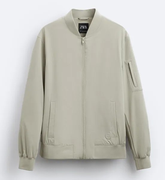 Куртка-бомбер Zara Lightweight, светло-серый