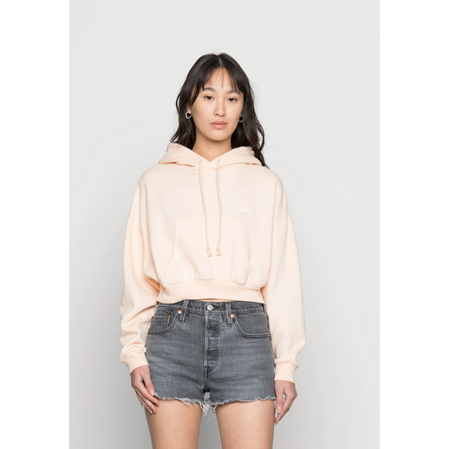 Худи Levi's, силуэт свободный, укороченное, карманы, капюшон, карманы, размер M, розовый