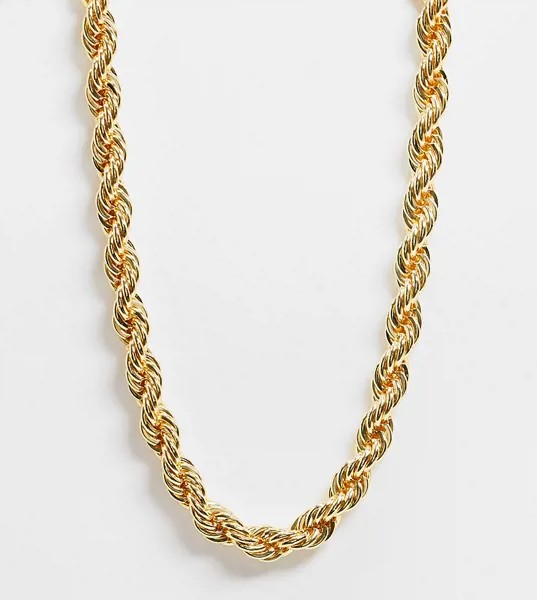Ожерелье-цепочка с кордовым плетением премиум-класса с позолотой 14 карат Reclaimed Vintage inspired
