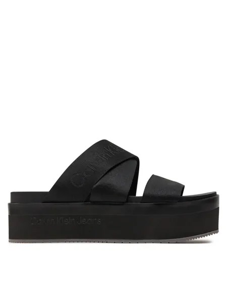 Шлепанцы Calvin Klein Jeans Flatform Sandal Webbing In Mr, черный