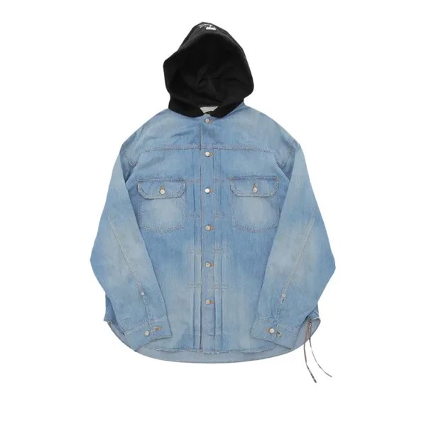 Рубашка Mastermind World 2nd Long-Sleeve Denim Shirt With Hood, индиго