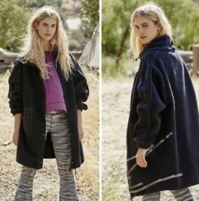 Куртка Free People Movement Glacier Fleece Longline на молнии Oversize, черная S NWT