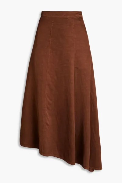 Асимметричная юбка миди из шантунга Jil Sander, коричневый