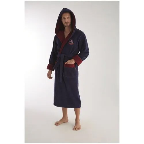 Халат Nusa, капюшон, банный халат, размер L/XL, синий