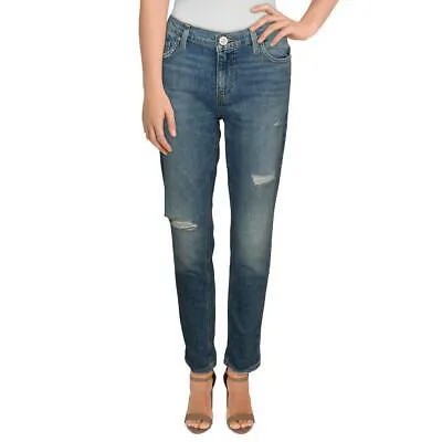 Женские джинсы-бойфренды Hudson Lana Blue с эффектом потертости до щиколотки 32 BHFO 9779