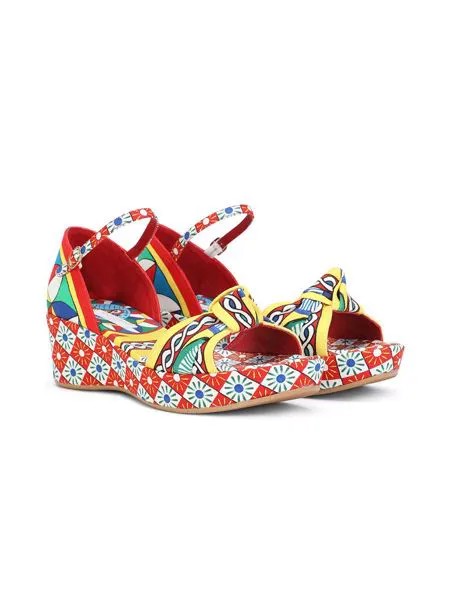 Dolce & Gabbana Kids сандалии на платформе с принтом