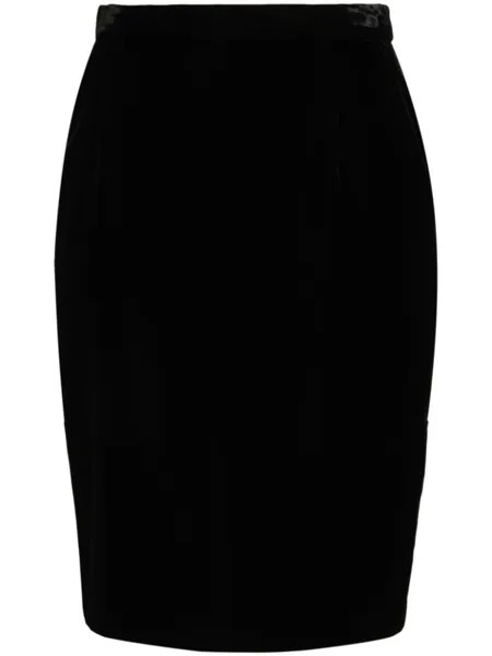 Saint Laurent бархатная юбка-карандаш, черный