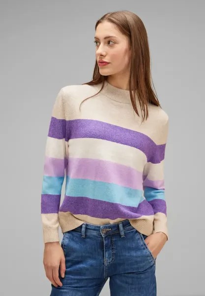 Свитер с воротником-стойкой STREET ONE из мягкой смеси материалов, цвет Spring Sand Melange