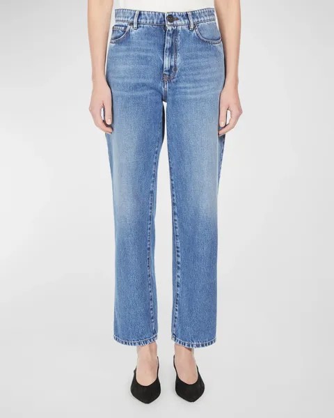 Укороченные джинсовые брюки прямого кроя Loris Weekend Max Mara, цвет Navy