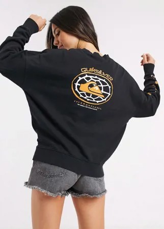 Черный свитшот с принтом на рукавах Quiksilver