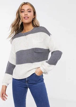 Свободный джемпер в серую полоску American Eagle-Серый