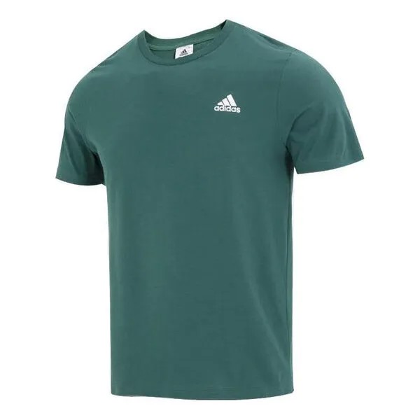 Футболка Essentials одинарный джерси вышитый маленький логотип футболка Adidas, зеленый