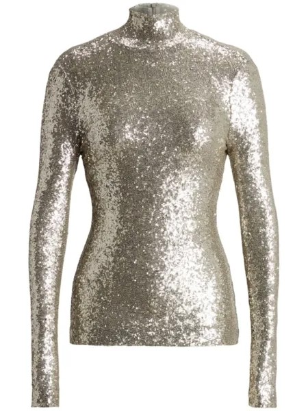 Ralph Lauren Collection футболка с высоким воротником и пайетками, серебристый