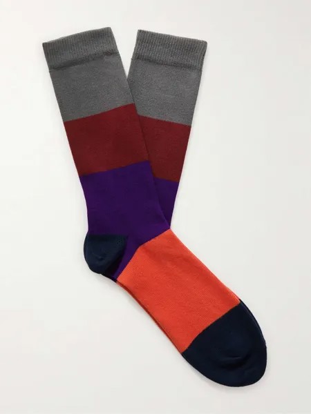 Носки в стиле колор-блок из смесового хлопка PAUL SMITH, мульти