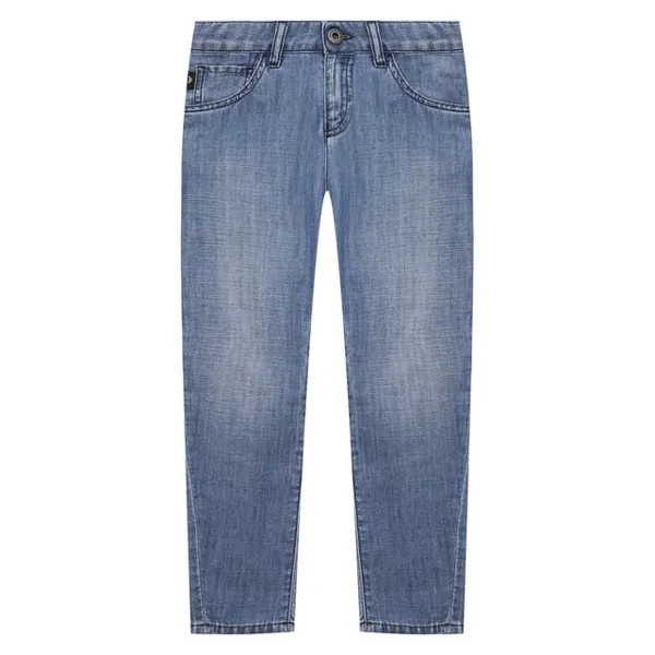 Джинсы из хлопка и льна Emporio Armani