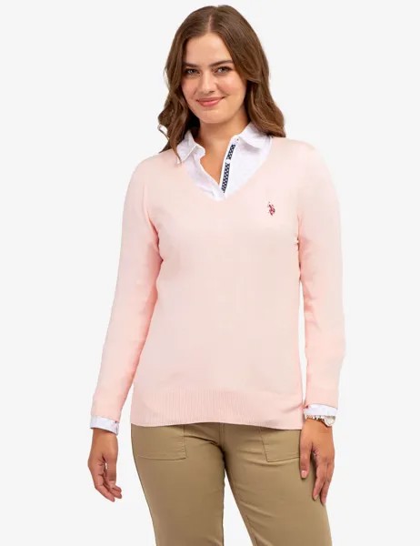 Свитер U.S. Polo Assn. Soft Touch V-Neck, светло-розовый