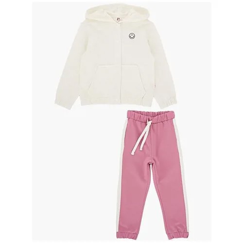 Спортивный костюм для девочки Mini Maxi, модель 7283, цвет белый/розовый, размер 104