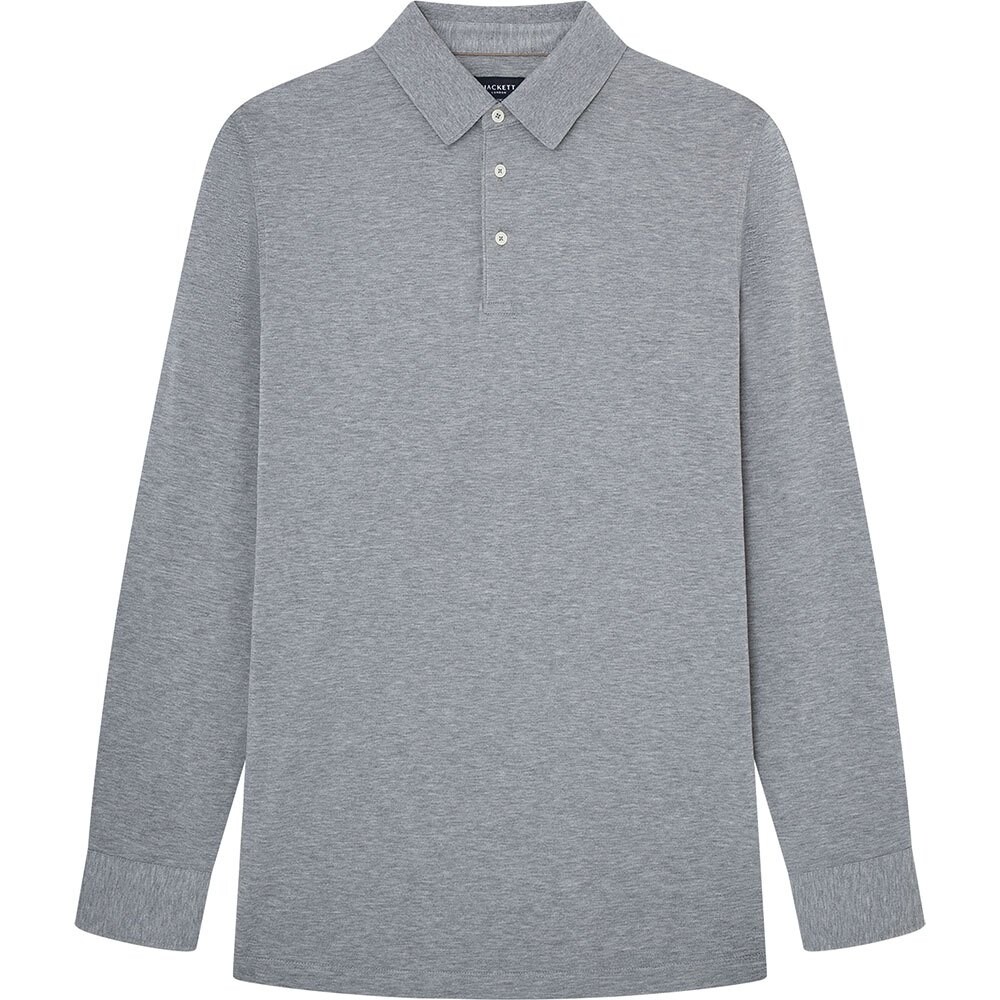 Поло с длинным рукавом Hackett Fashioned Collar, серый