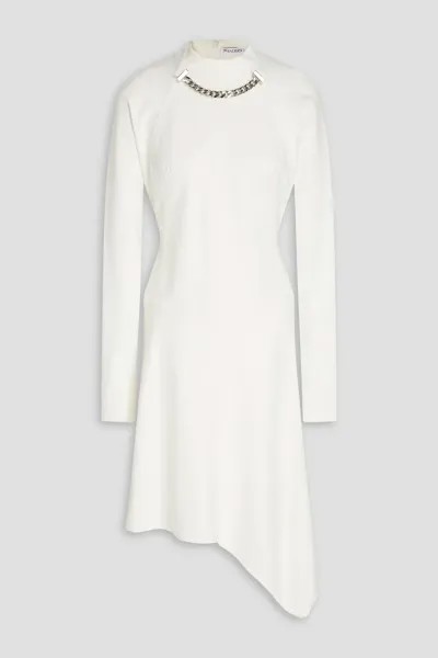 Асимметричное платье из джерси, украшенное цепочкой Jw Anderson, цвет Off-white