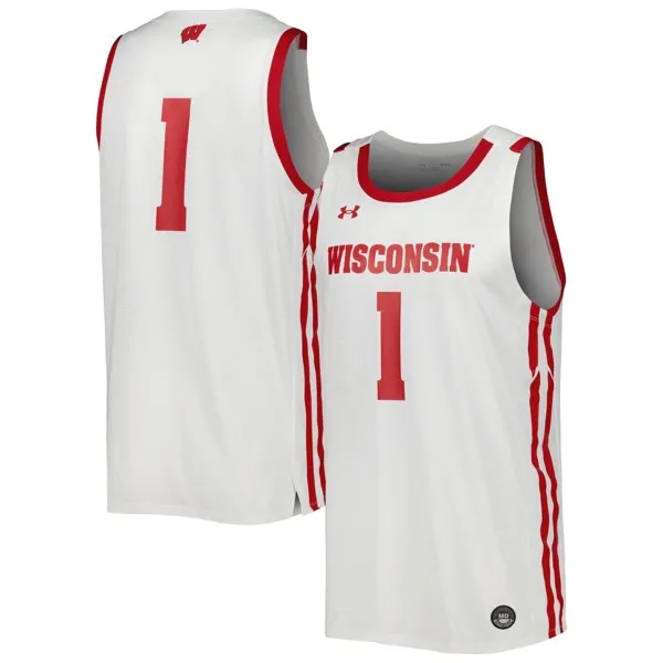 Мужская белая баскетбольная майка Wisconsin Badgers реплика Under Armour