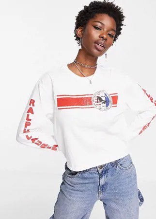 Белый лонгслив с логотипом Polo Ralph Lauren
