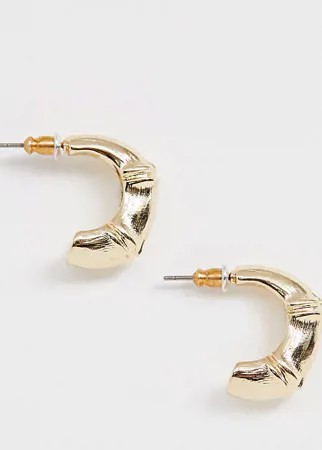 Эксклюзивные массивные золотистые серьги-кольца с бамбуковым дизайном Liars & Lovers-Золотой