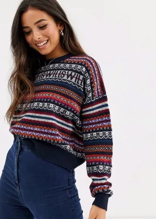 Джемпер с круглым вырезом и узором Фэйр-Айл Jack Wills Edderside-Темно-синий