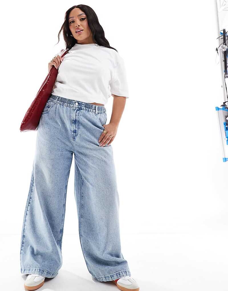 Голубые джинсы с застежкой ASOS DESIGN Curve