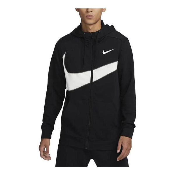 Толстовка с капюшоном Dri Fit Fleece Full Zip Fitness Hoodie Nike, черный