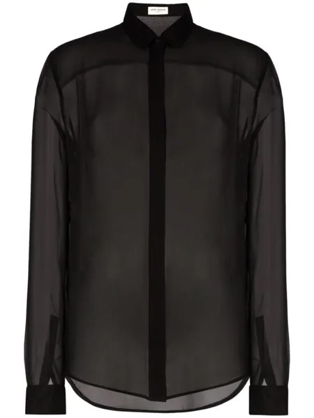 Saint Laurent полупрозрачная рубашка, черный