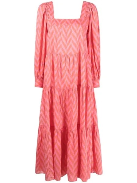 Ulla Johnson ярусное платье Georgina с узором шеврон, розовый