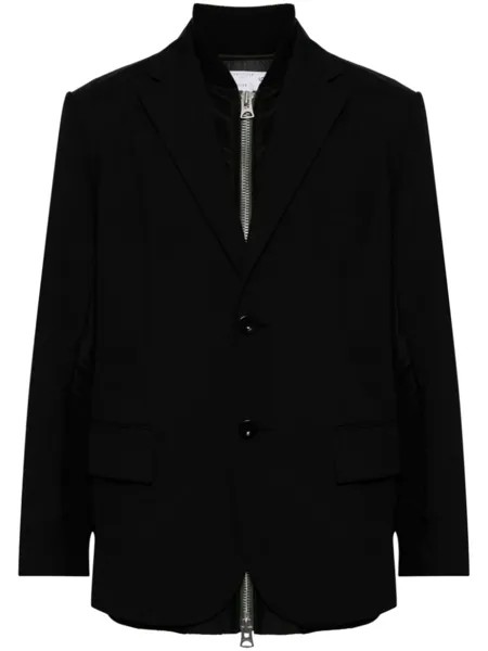 Sacai многослойный однобортный пиджак, черный