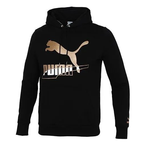 Толстовка PUMA Sports Running Casual Loose hooded Pullover Gold Long Sleeves Black, черный