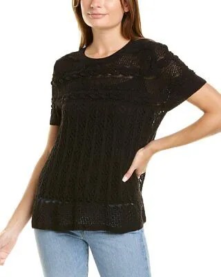 Женский свитер Twinset с короткими рукавами и круглым вырезом, черный, Xs