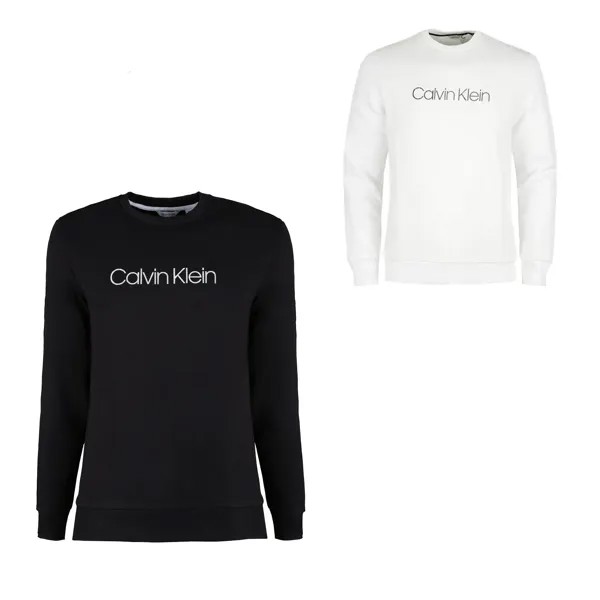 Мужская толстовка с логотипом Calvin Klein, махровый флисовый пуловер, свитер с круглым вырезом, НОВИНКА