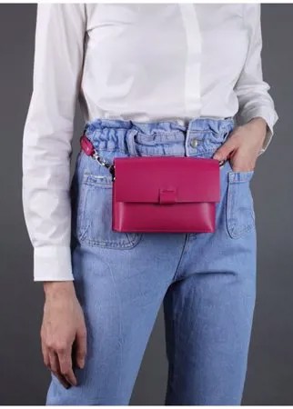 Женская поясная сумка из натуральной кожи розовая A004 fuchsia Divalli