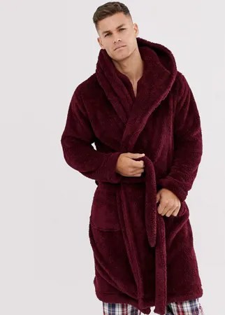 Бордовый флисовый халат ASOS DESIGN-Красный