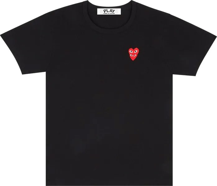 Футболка Comme des Garçons PLAY Double Heart T-Shirt 'Black', черный