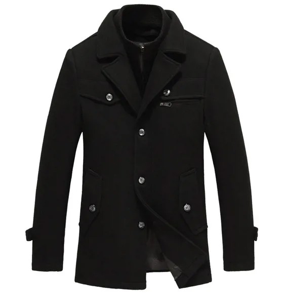 Модная шерстяная ветровка, брендовая зимняя мужская куртка, повседневное пальто, мужские утепленные куртки, мужское пальто, черное/серое бр...