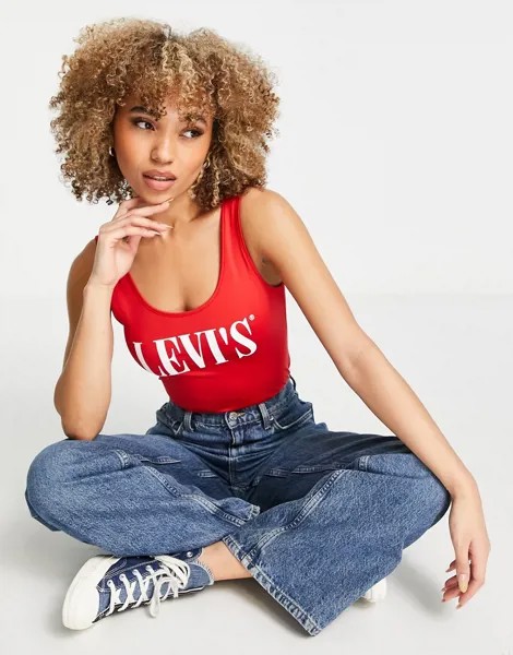 Боди красного цвета с логотипом Levi's-Красный