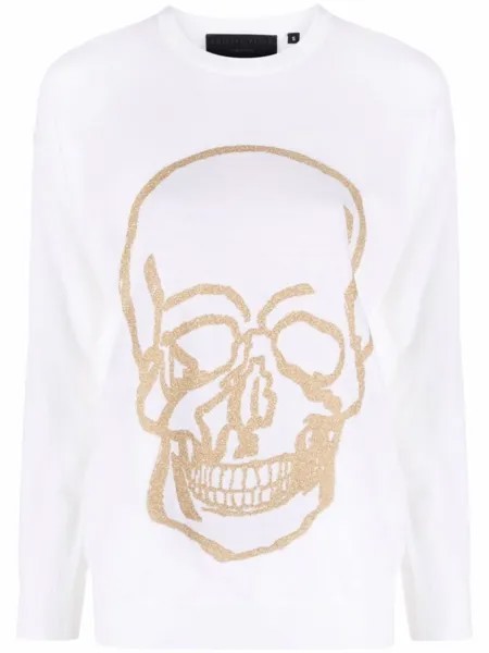 Philipp Plein джемпер с принтом Skull, белый
