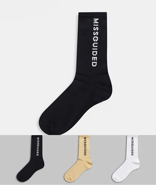 Набор из 3 пар носков с логотипом Missguided-Мульти
