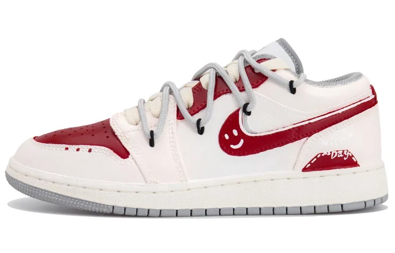 Кроссовки Air Jordan 1 Vintage Basketball Shoes Women's Low-top White/red, белый/красный