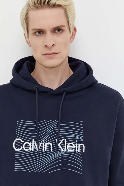 Хлопковая толстовка Calvin Klein, темно-синий